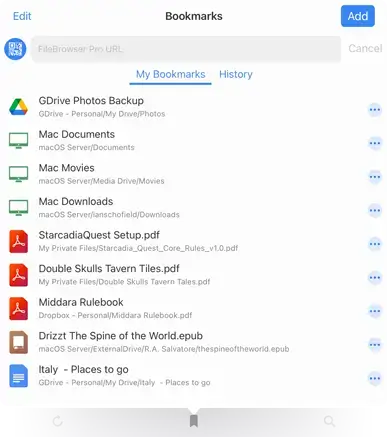 Bookmark folder locations for quick access on your iPad or iPhone