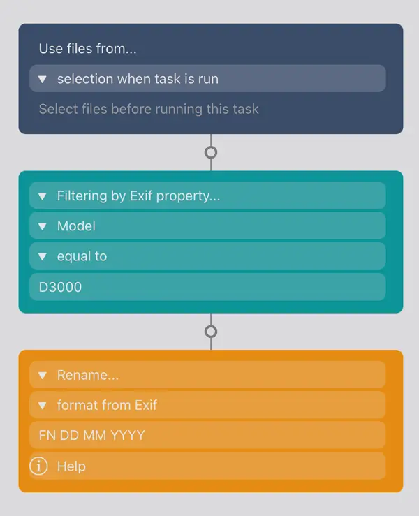 Create custom tasks using your photo exif metadata