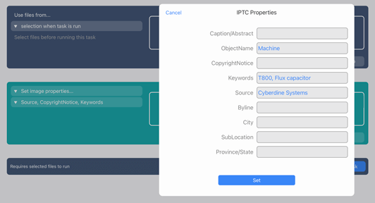 Change IPTC Properties on iPad / iPhone