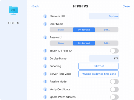 how to securly connect to ftps with your iPad / iPhone