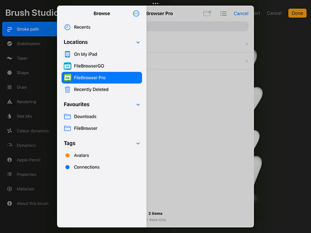 Find your ProCreate brushes on your iPad