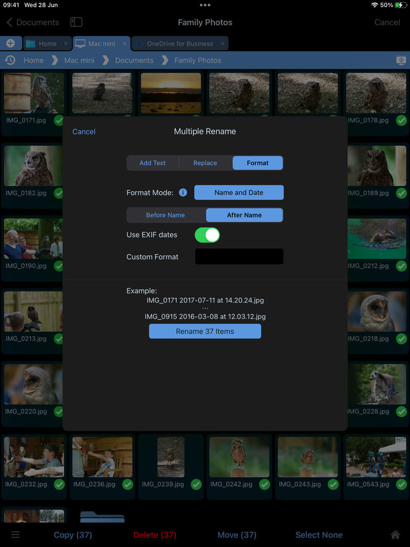 Rename photos with custom date formats using iPad or iPhone