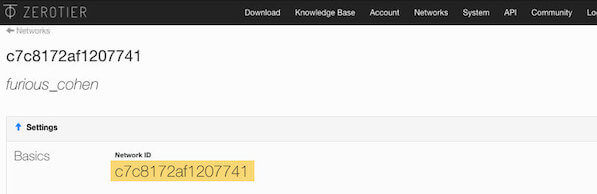 You can find your ZeroTier Network ID on the ZeroTier website