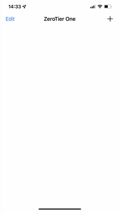 In the ZeroTier App tap the plus icon to add a network