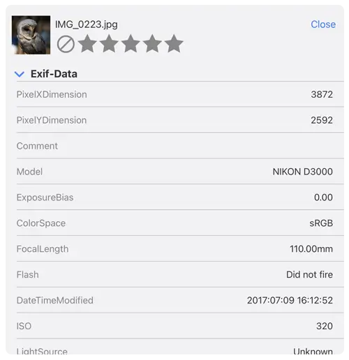 Star rate your photos with XMP on your iPad or iPhone