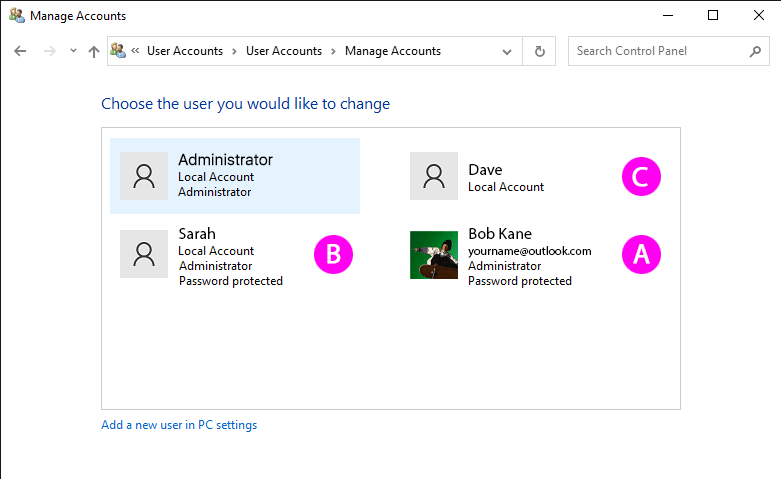 why are my user accounts different in windows 10 loading=