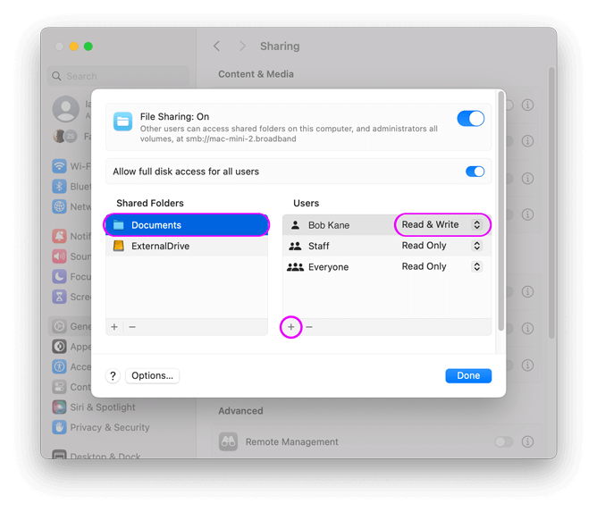 Change user permissions on macOS