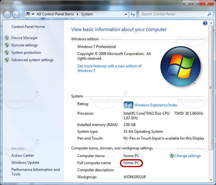 How to find Computer name on Windows 7