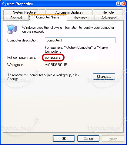 Find your Windows XP computer name